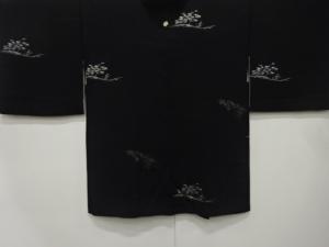 漆　樹木模様織り出し　一つ紋　絵羽織